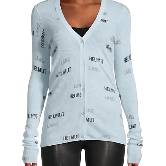 Helmet Lang V neck logo sweater